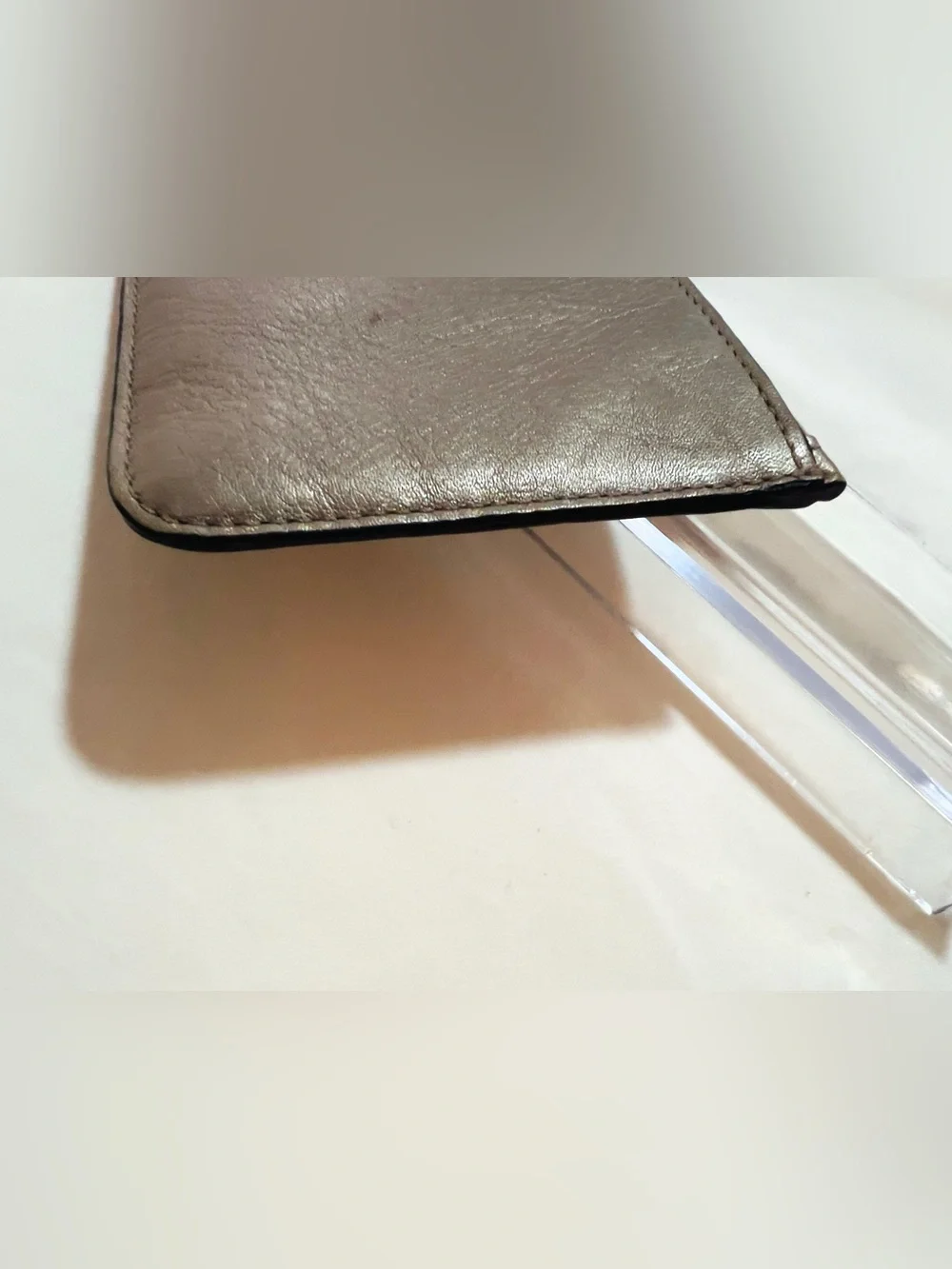 💚Coach Gunmetal Metallic Leather Wristlet with Chain Strap Y2K wristlet clutch 🩷